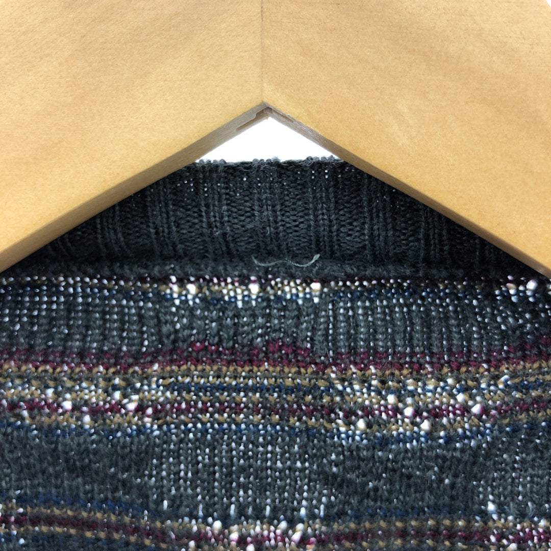 All-over print acrylic knit sweater, men's size L, vintage unclear Khaki type Vintage Second Hand