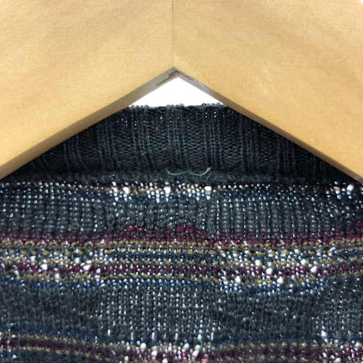 All-over print acrylic knit sweater, men's size L, vintage unclear Khaki type Vintage Second Hand