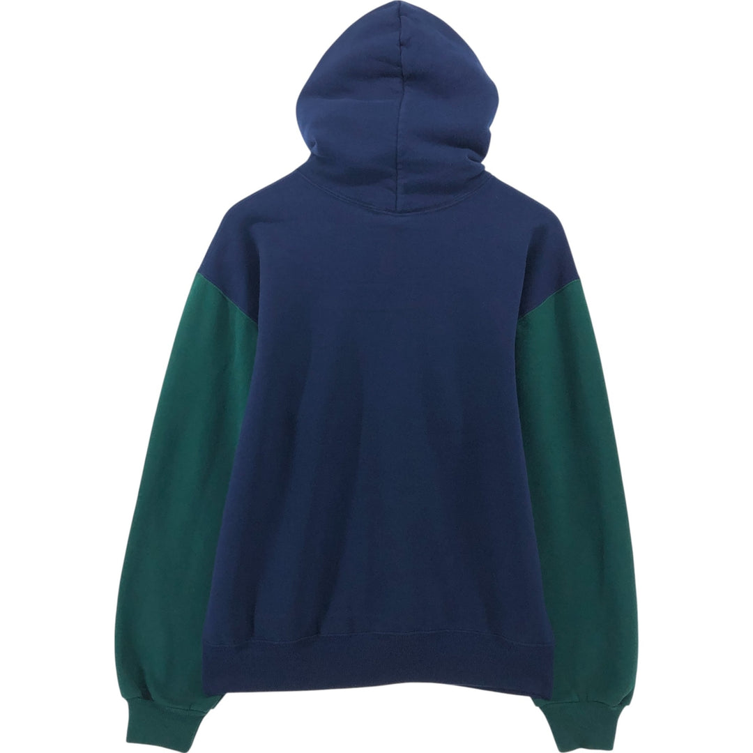 90'S Russell Two-tone Plain Blank Sweatshirt Hoodie Made in USA Men's L Vintage cotton navy blue type Vintage Second Hand