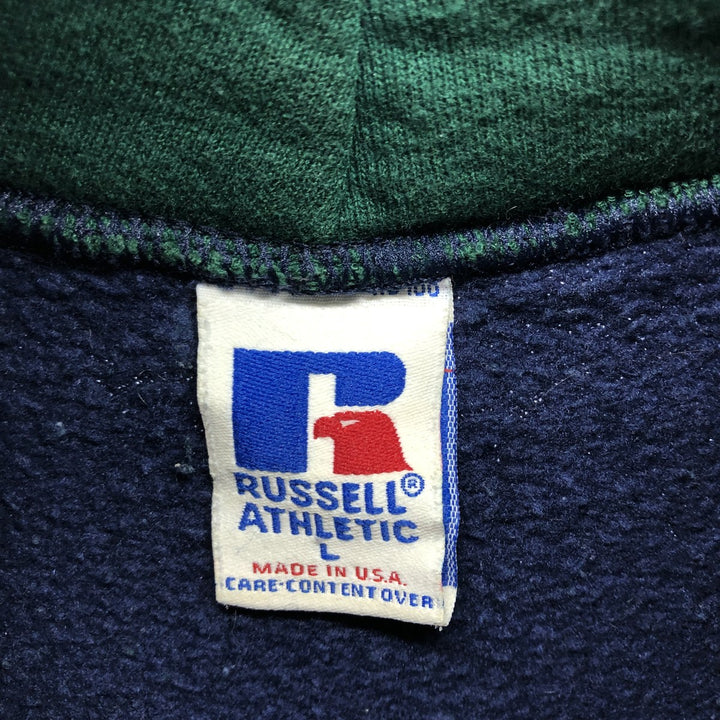 90'S Russell Two-tone Plain Blank Sweatshirt Hoodie Made in USA Men's L Vintage cotton navy blue type Vintage Second Hand
