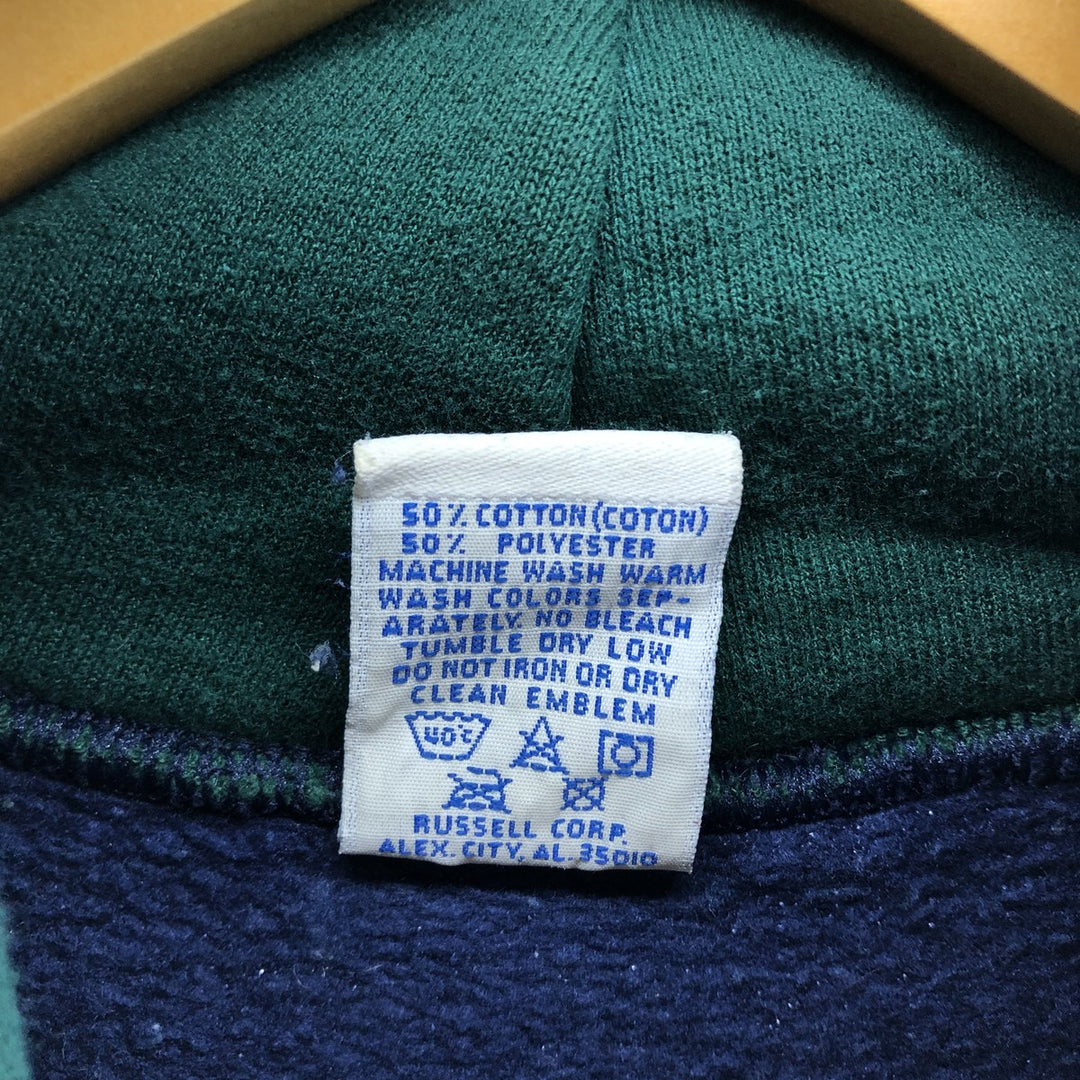 90'S Russell Two-tone Plain Blank Sweatshirt Hoodie Made in USA Men's L Vintage cotton navy blue type Vintage Second Hand