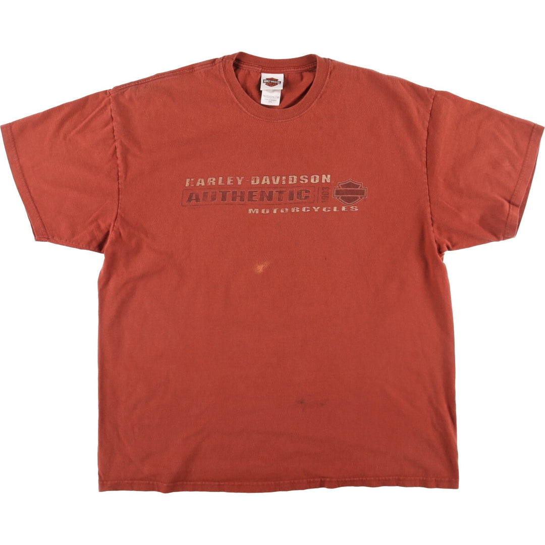00'S Harley-Davidson Motorcycle Bike T-shirt Made in USA Men's XXL cotton red type Vintage Second Hand