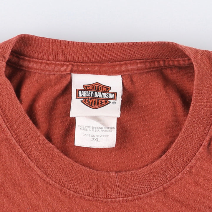 00'S Harley-Davidson Motorcycle Bike T-shirt Made in USA Men's XXL cotton red type Vintage Second Hand