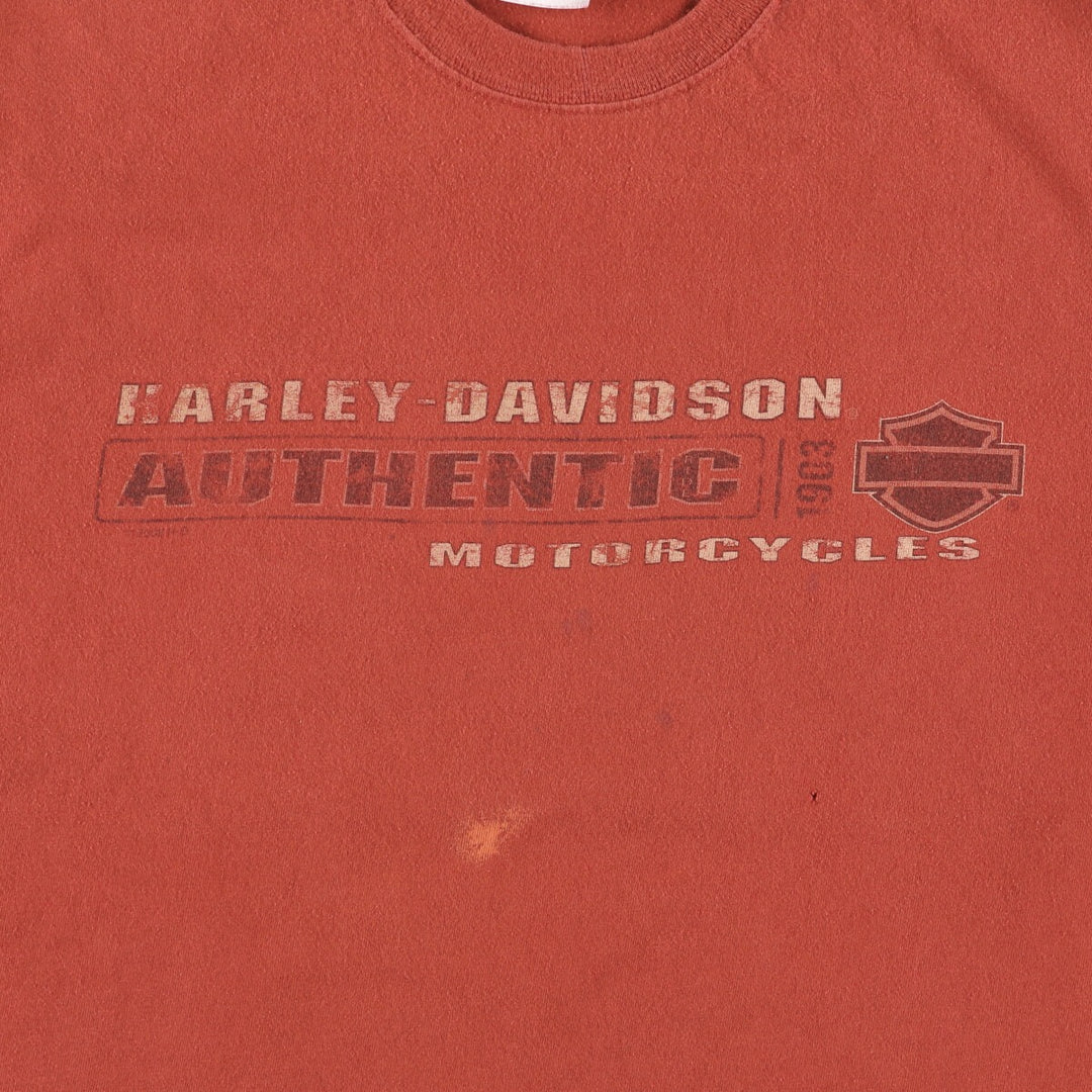 00'S Harley-Davidson Motorcycle Bike T-shirt Made in USA Men's XXL cotton red type Vintage Second Hand