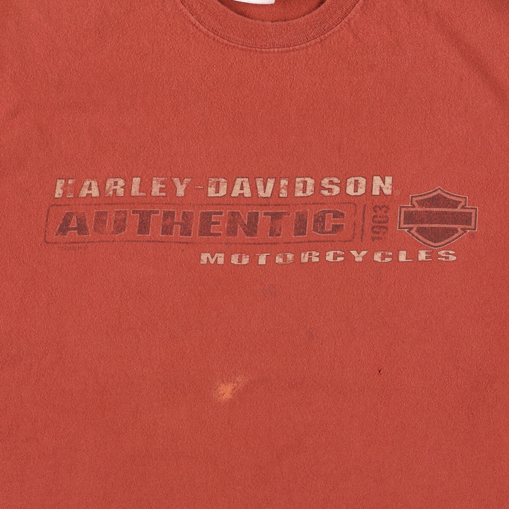 00'S Harley-Davidson Motorcycle Bike T-shirt Made in USA Men's XXL cotton red type Vintage Second Hand
