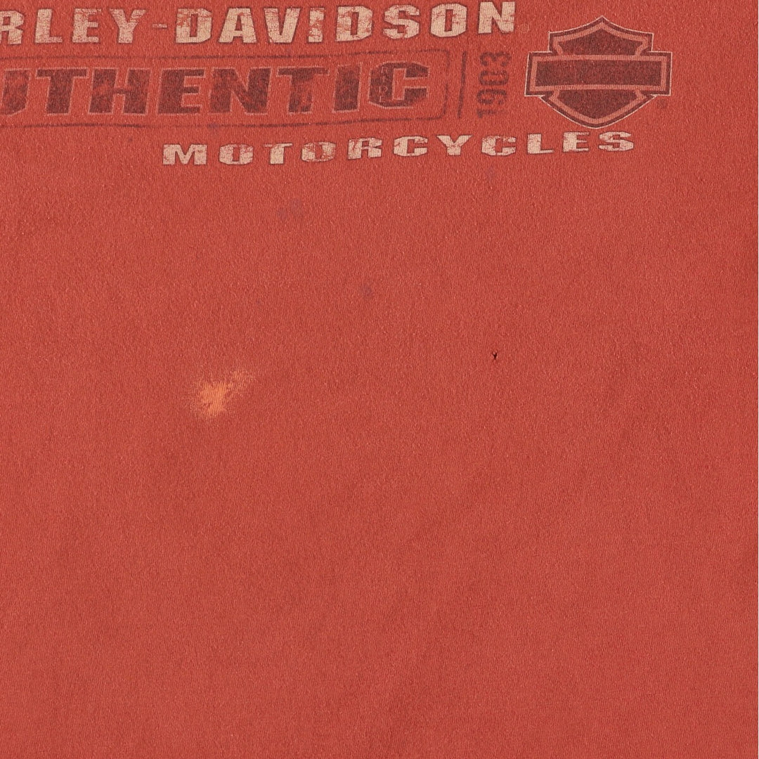 00'S Harley-Davidson Motorcycle Bike T-shirt Made in USA Men's XXL cotton red type Vintage Second Hand