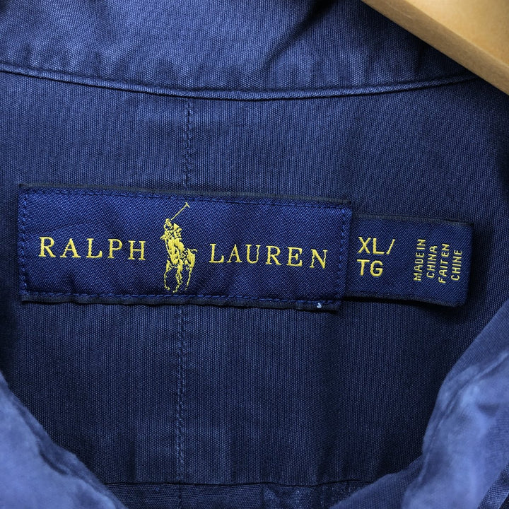 Ralph Lauren short sleeve button down shirt, men's XL size cotton navy blue type Vintage Second Hand
