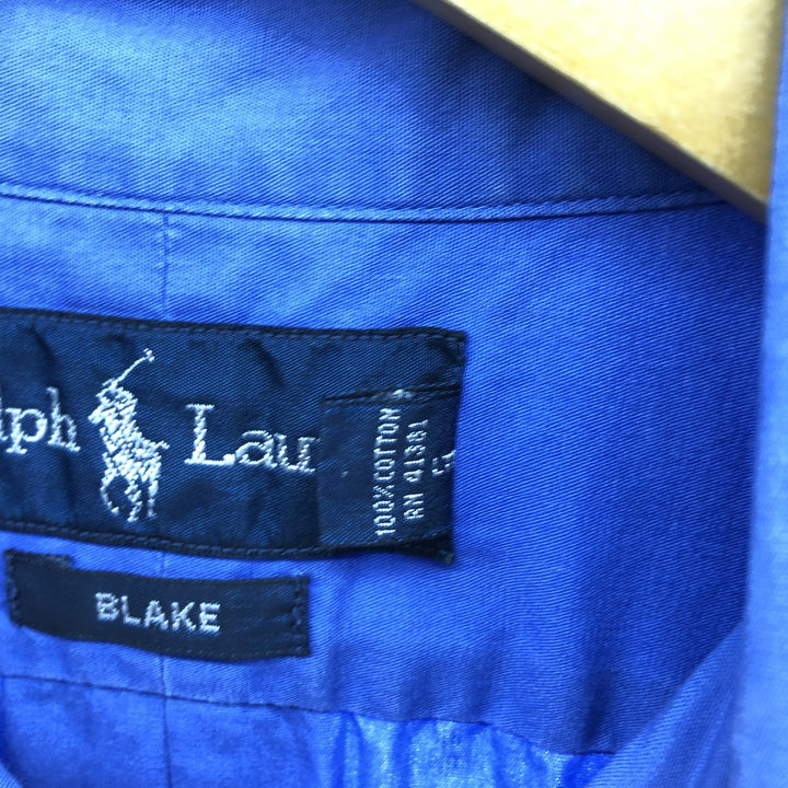 Ralph Lauren short sleeve button down shirt, men's size L cotton blue type Vintage Second Hand