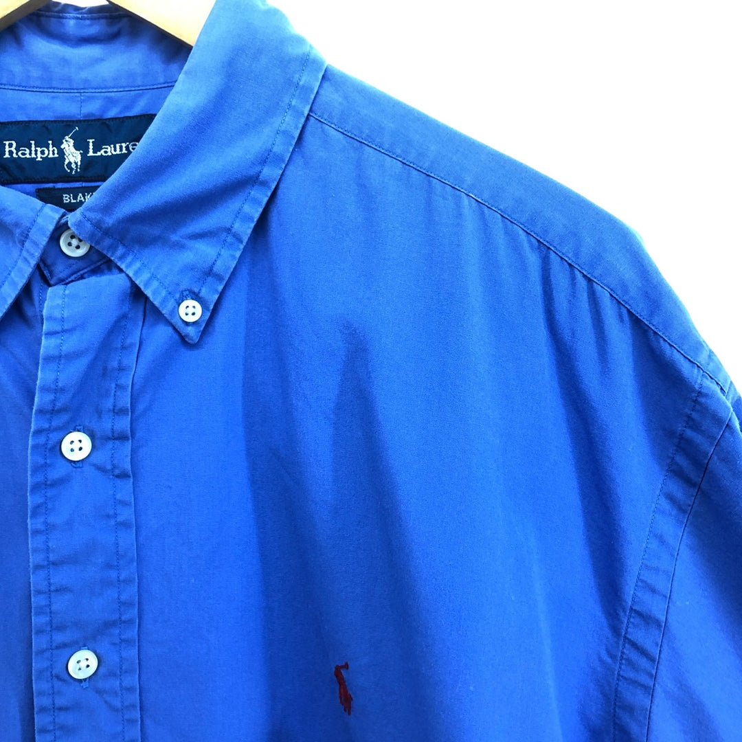 Ralph Lauren short sleeve button down shirt, men's size L cotton blue type Vintage Second Hand