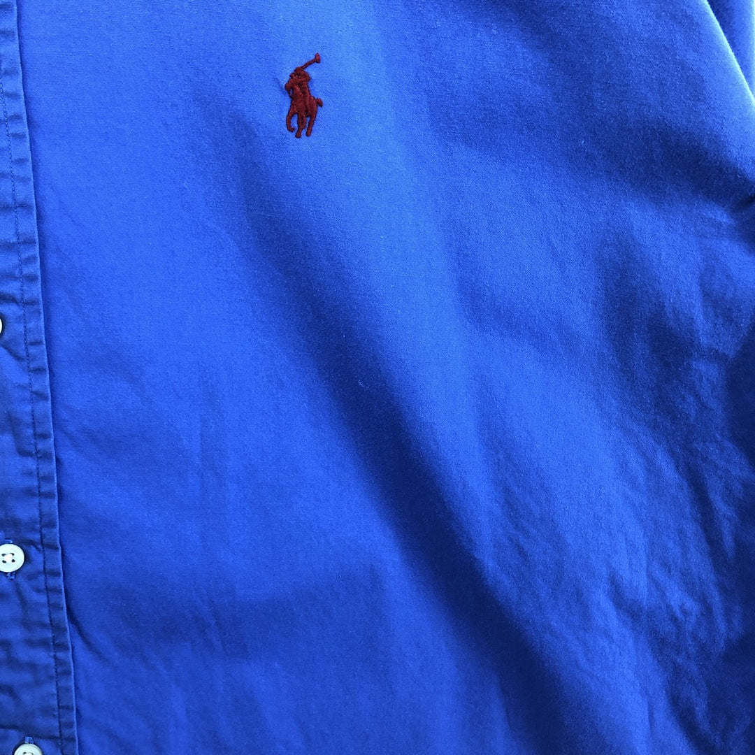 Ralph Lauren short sleeve button down shirt, men's size L cotton blue type Vintage Second Hand