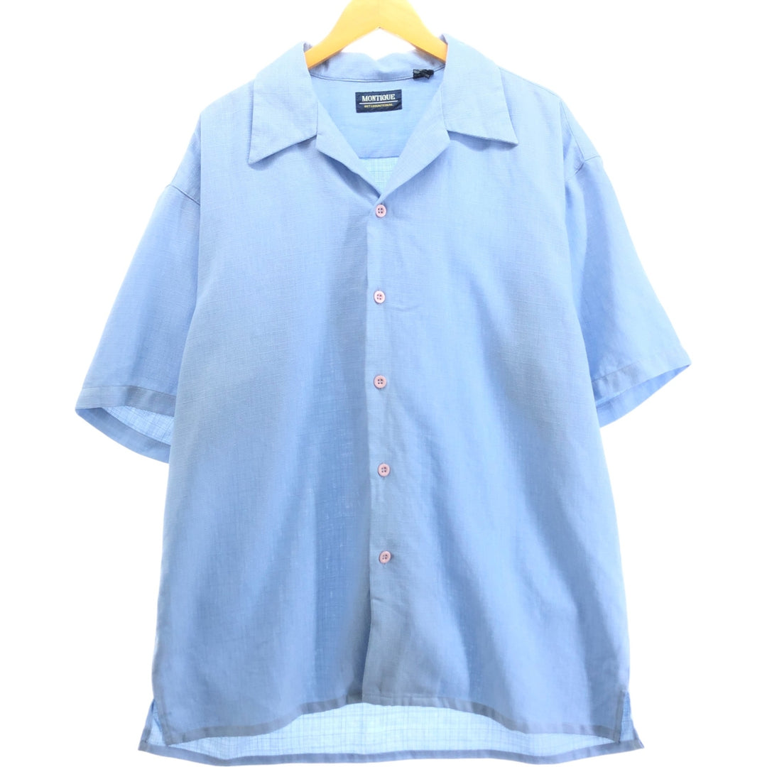 MONTIQUE short sleeve open collar poly shirt, men's XL size polyester blue type Vintage Second Hand