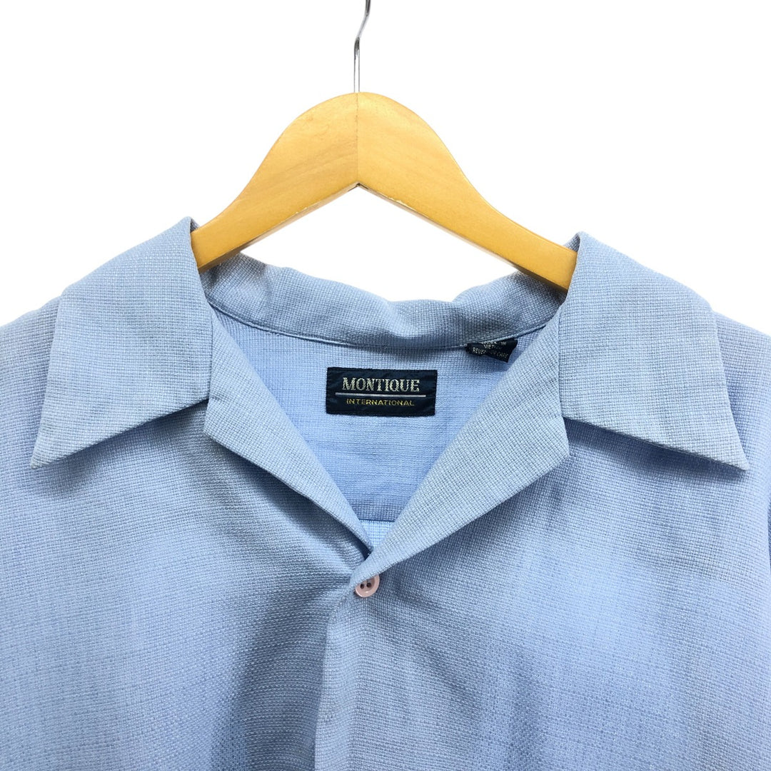 MONTIQUE short sleeve open collar poly shirt, men's XL size polyester blue type Vintage Second Hand