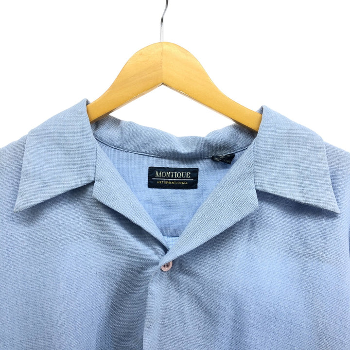 MONTIQUE short sleeve open collar poly shirt, men's XL size polyester blue type Vintage Second Hand