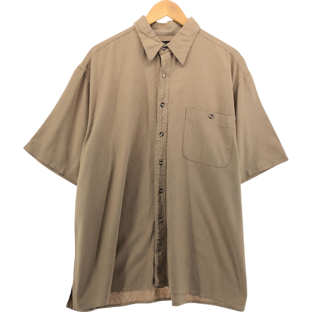 BOGARI Short Sleeve Box Shirt Men's XL silk beige type brown Vintage Second Hand