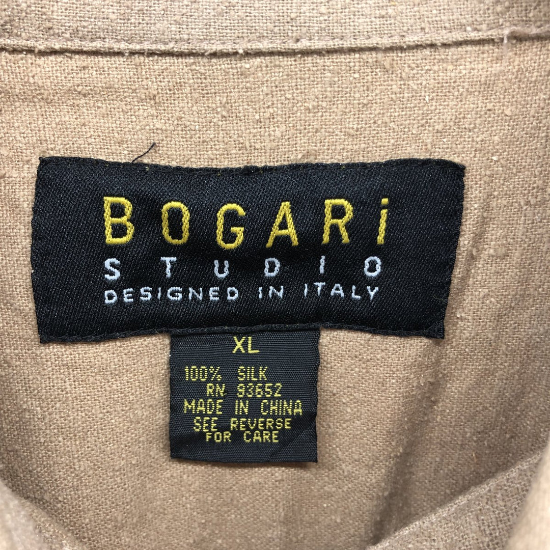 BOGARI Short Sleeve Box Shirt Men's XL silk beige type brown Vintage Second Hand