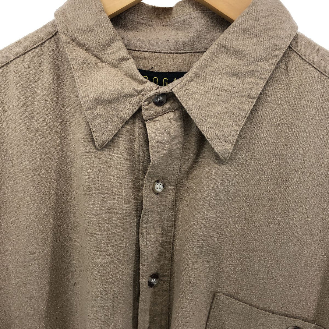 BOGARI Short Sleeve Box Shirt Men's XL silk beige type brown Vintage Second Hand