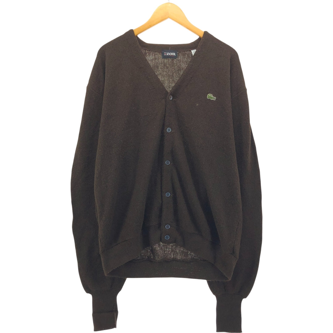 Vintage 1970'S Lacoste IZOD acrylic knit cardigan, men's size XXL Oron Acrylic brown type Vintage Second Hand