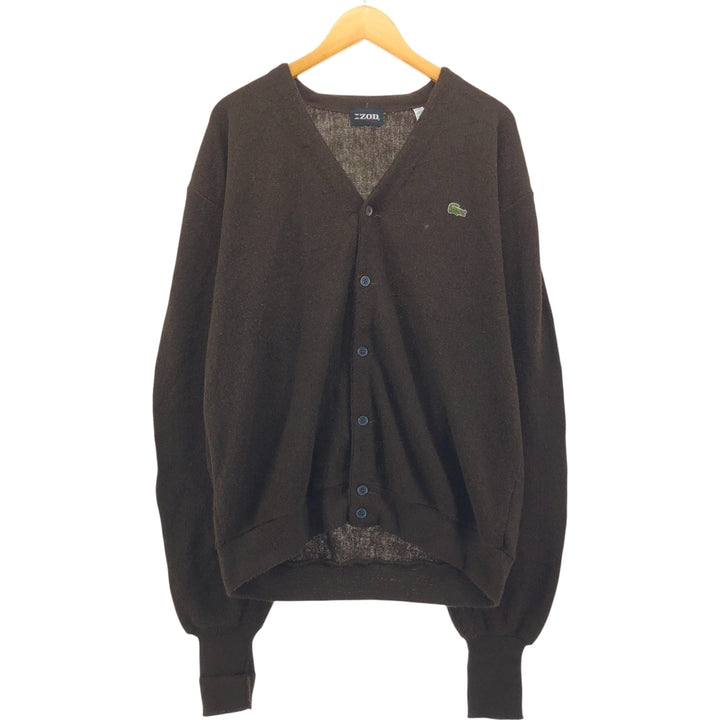 Vintage 1970'S Lacoste IZOD acrylic knit cardigan, men's size XXL Oron Acrylic brown type Vintage Second Hand