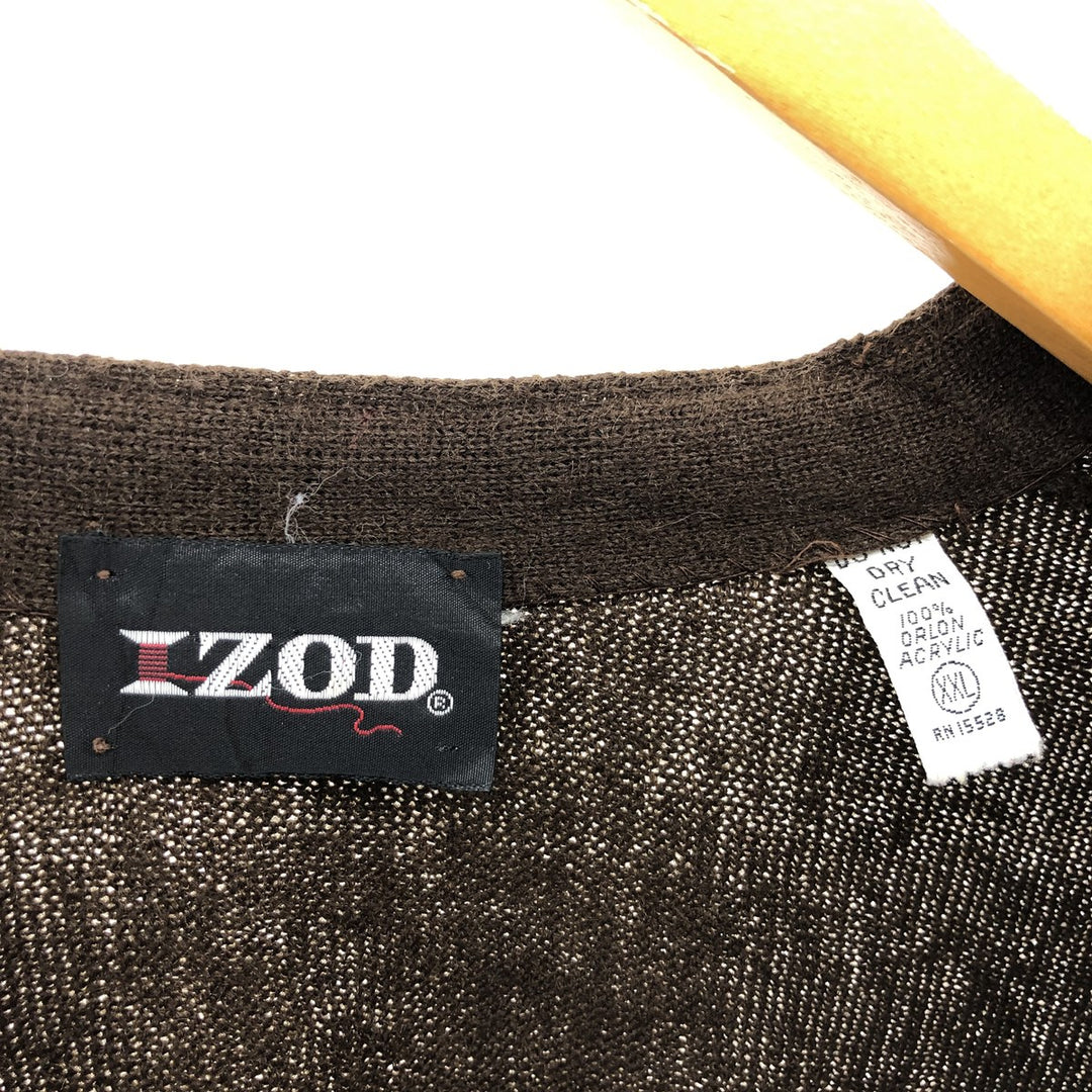 Vintage 1970'S Lacoste IZOD acrylic knit cardigan, men's size XXL Oron Acrylic brown type Vintage Second Hand