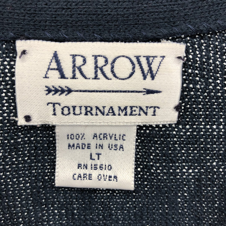 Vintage 1980'S Arrow Tournament acrylic knit cardigan, made in the USA, size L, men's. acrylic navy blue type Vintage Second Hand