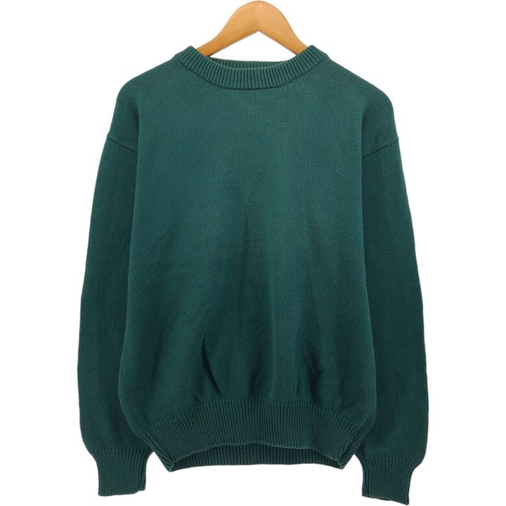 80s-90'S Eddie Bauer Black Tag Cotton Knit Sweater Men's M Size Vintage cotton Green type dark green Vintage Second Hand