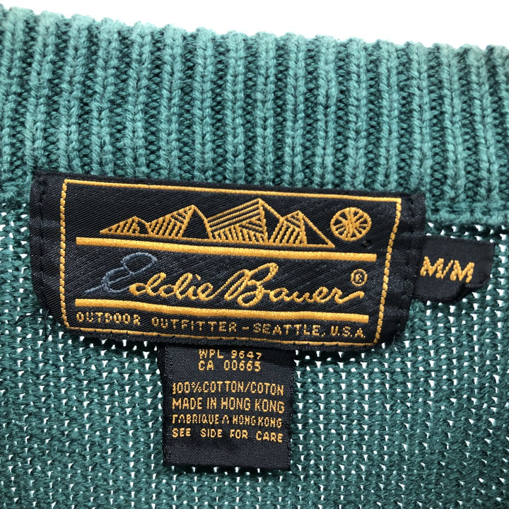 80s-90'S Eddie Bauer Black Tag Cotton Knit Sweater Men's M Size Vintage cotton Green type dark green Vintage Second Hand