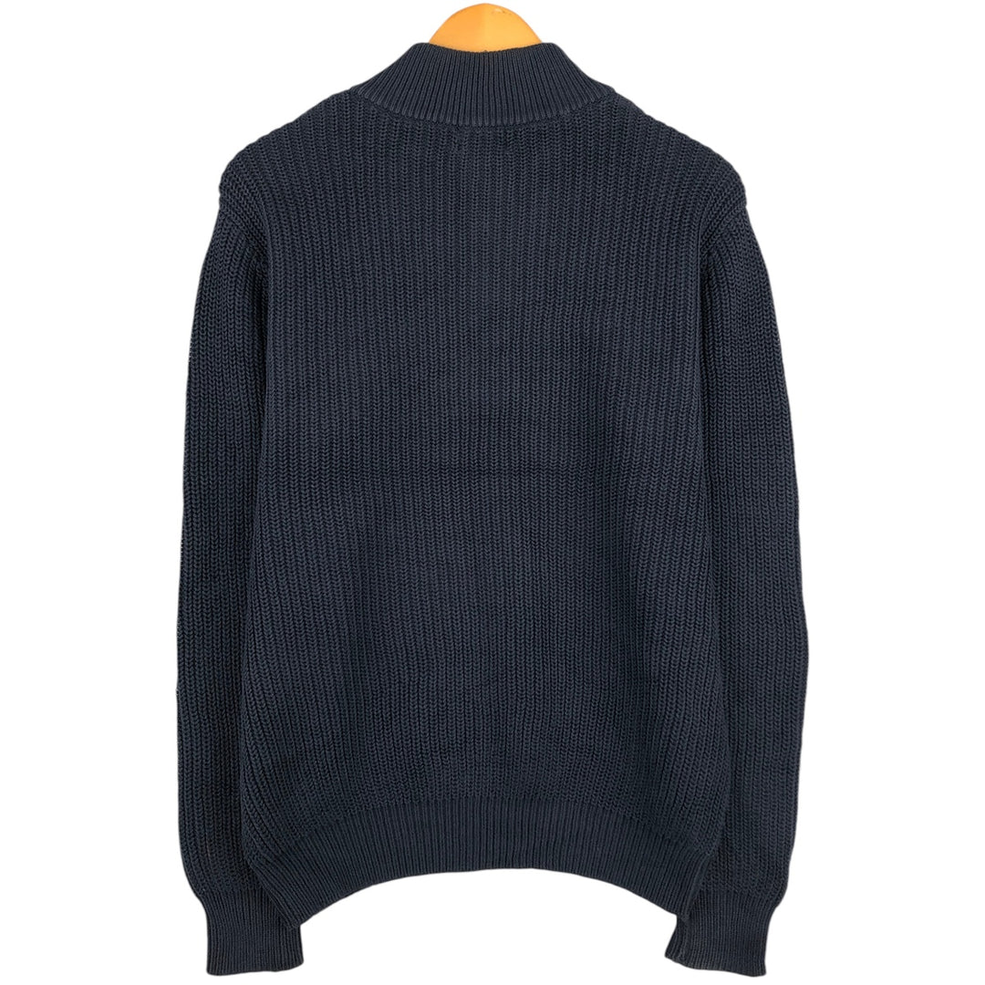90s-00'S LLBean Cotton Knit Half-Button Sweater cotton navy blue type Vintage Second Hand