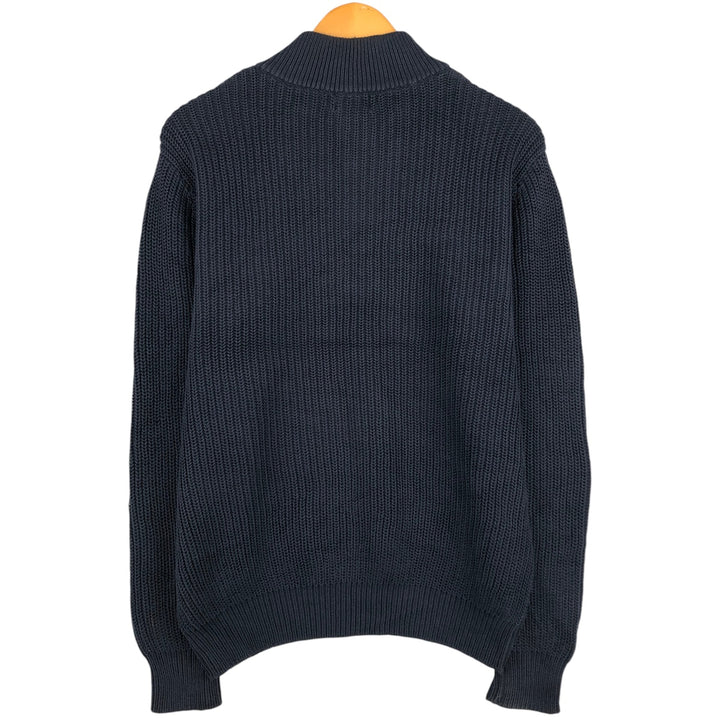 90s-00'S LLBean Cotton Knit Half-Button Sweater cotton navy blue type Vintage Second Hand