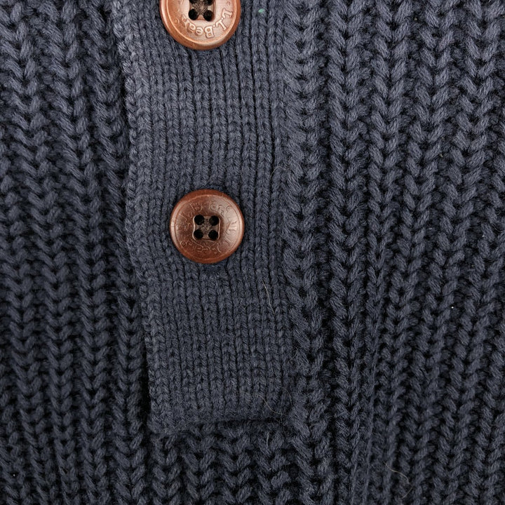 90s-00'S LLBean Cotton Knit Half-Button Sweater cotton navy blue type Vintage Second Hand
