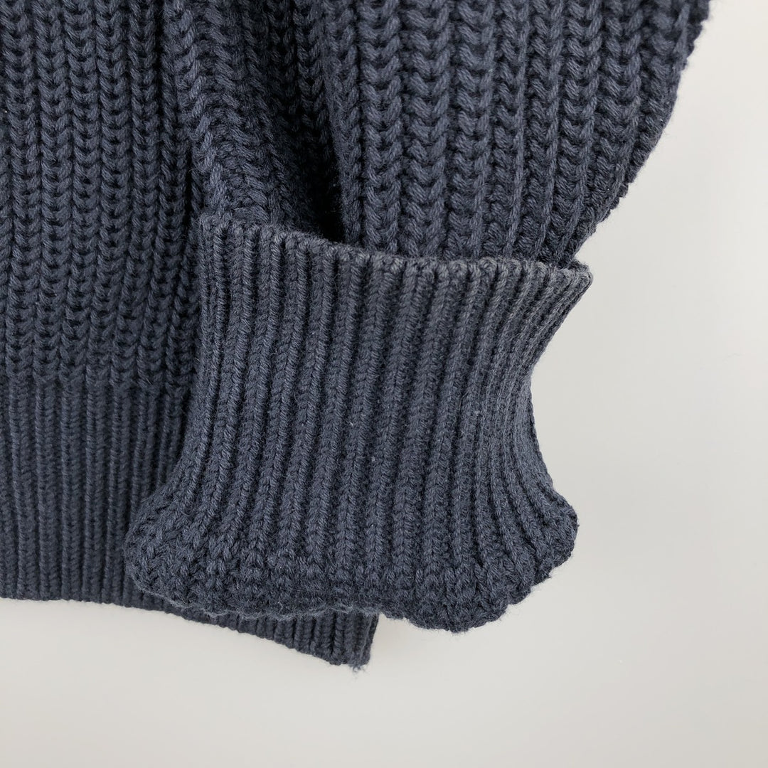 90s-00'S LLBean Cotton Knit Half-Button Sweater cotton navy blue type Vintage Second Hand