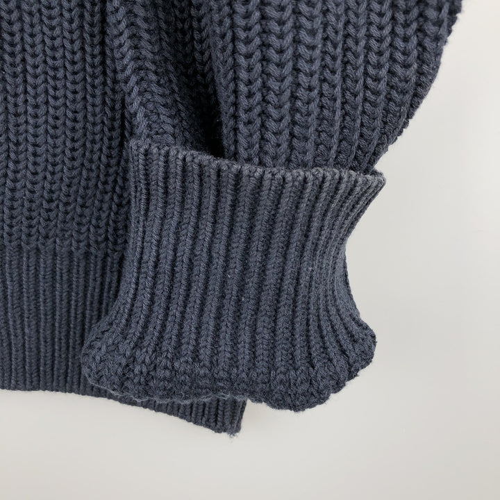 90s-00'S LLBean Cotton Knit Half-Button Sweater cotton navy blue type Vintage Second Hand
