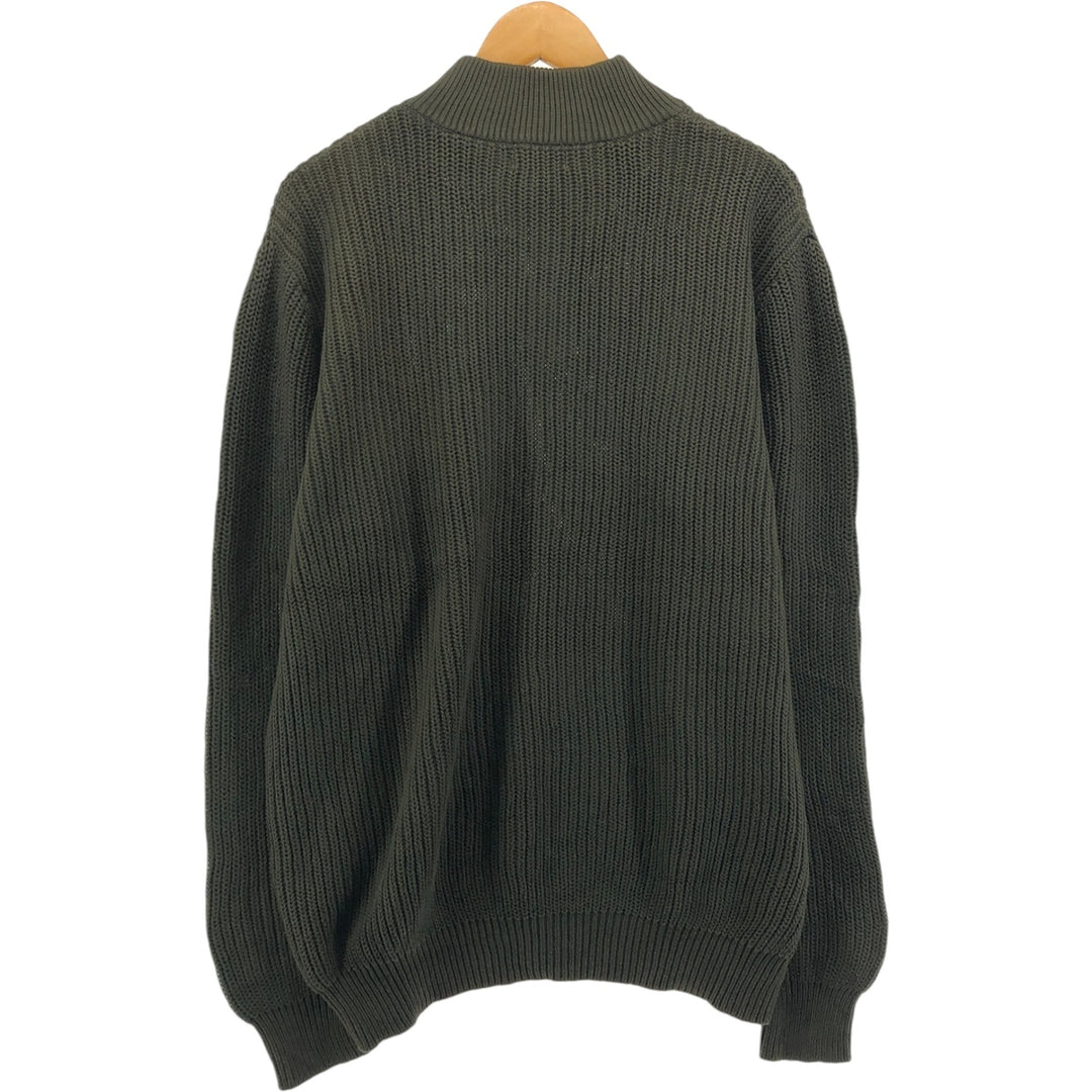 90s-00'S LLBean Cotton Knit Half-Button Sweater, Men's Size XL, Vintage cotton Khaki type Vintage Second Hand