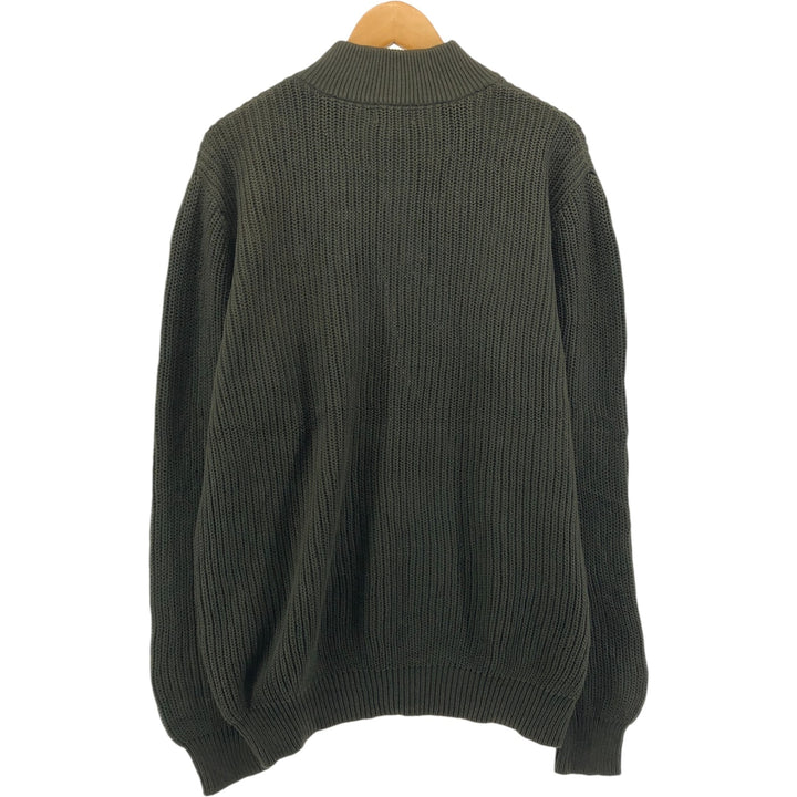 90s-00'S LLBean Cotton Knit Half-Button Sweater, Men's Size XL, Vintage cotton Khaki type Vintage Second Hand