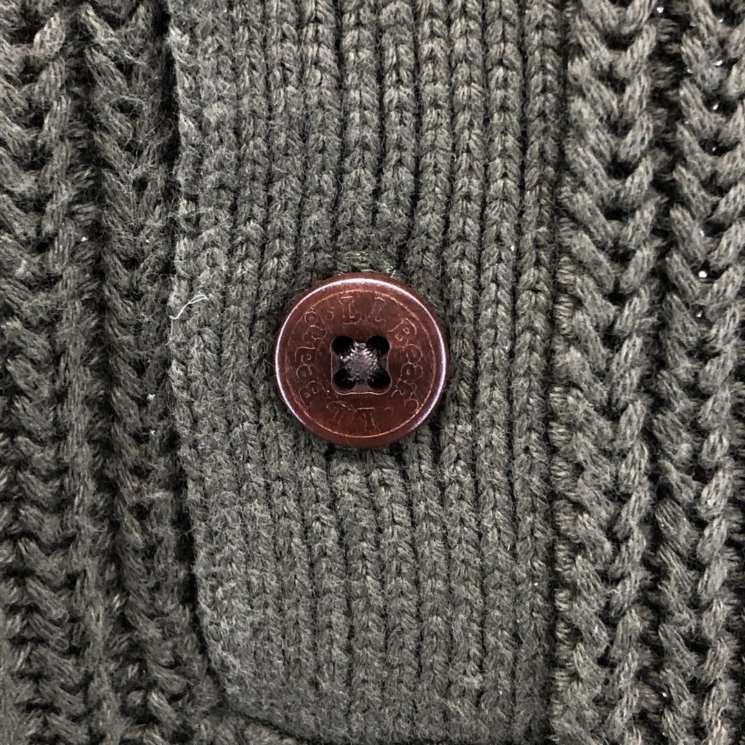 90s-00'S LLBean Cotton Knit Half-Button Sweater, Men's Size XL, Vintage cotton Khaki type Vintage Second Hand