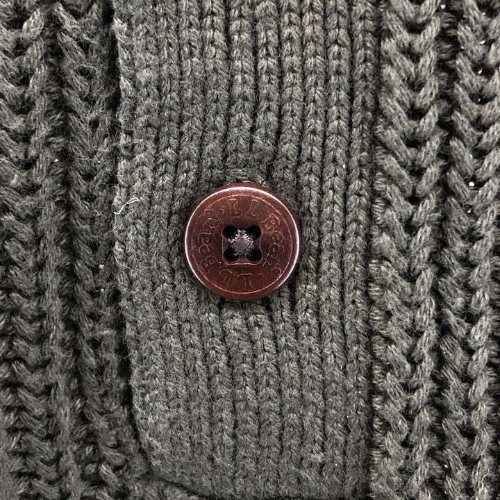 90s-00'S LLBean Cotton Knit Half-Button Sweater, Men's Size XL, Vintage cotton Khaki type Vintage Second Hand