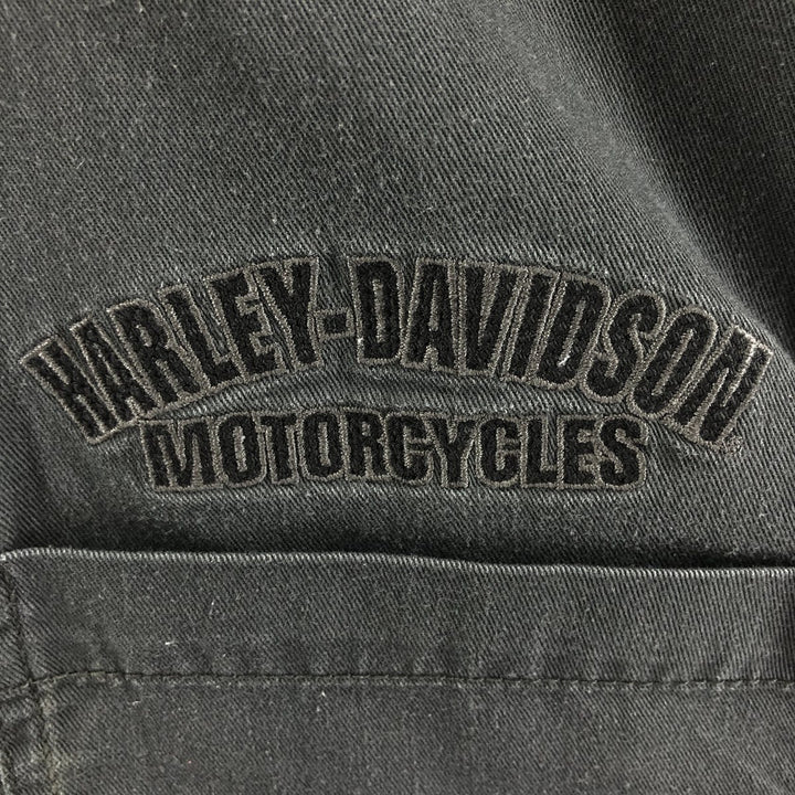 Harley-Davidson Fire Pattern Short Sleeve Work Shirt Box Shirt Men's XL cotton gray type Vintage Second Hand