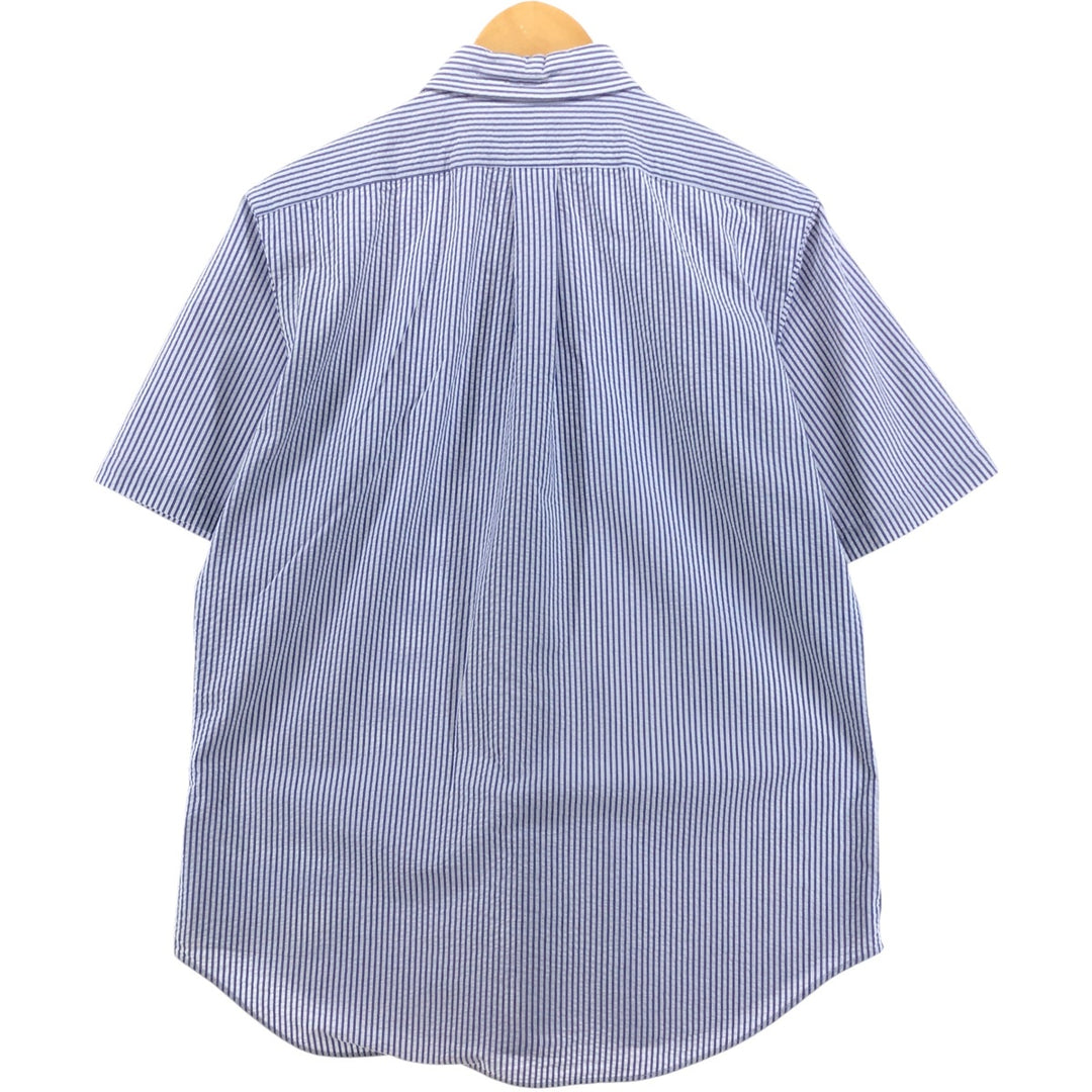 Ralph Lauren Classic Fit Seersucker Short Sleeve Button Down Striped Shirt Men's M cotton blue type Vintage Second Hand