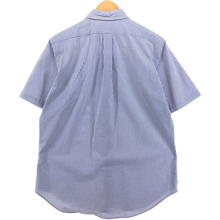 Ralph Lauren Classic Fit Seersucker Short Sleeve Button Down Striped Shirt Men's M cotton blue type Vintage Second Hand