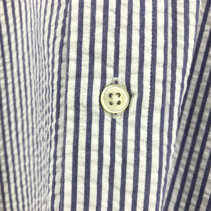 Ralph Lauren Classic Fit Seersucker Short Sleeve Button Down Striped Shirt Men's M cotton blue type Vintage Second Hand