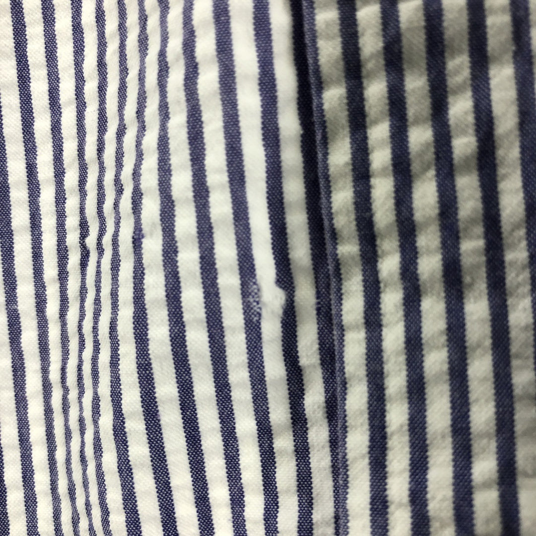 Ralph Lauren Classic Fit Seersucker Short Sleeve Button Down Striped Shirt Men's M cotton blue type Vintage Second Hand