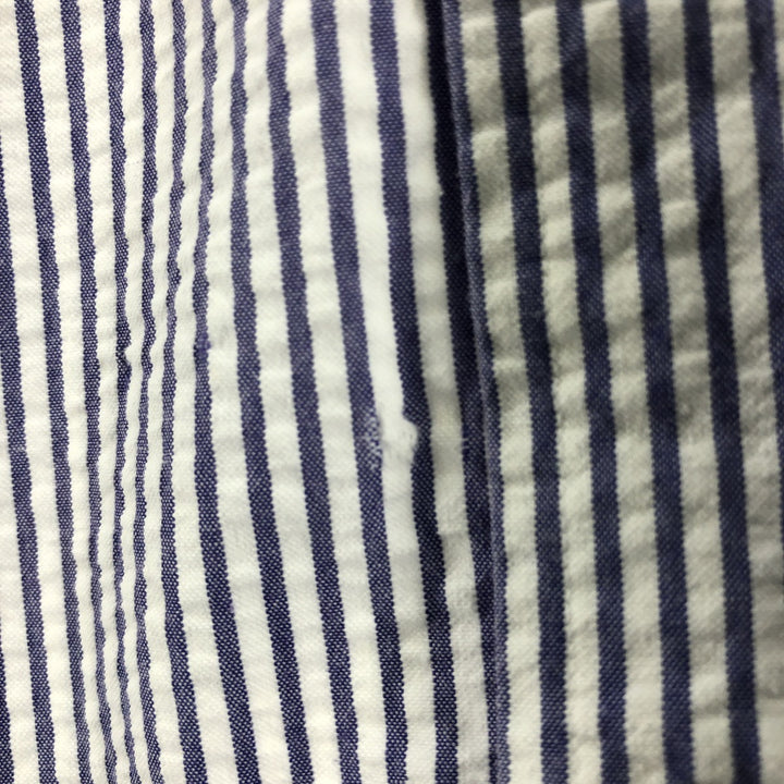 Ralph Lauren Classic Fit Seersucker Short Sleeve Button Down Striped Shirt Men's M cotton blue type Vintage Second Hand