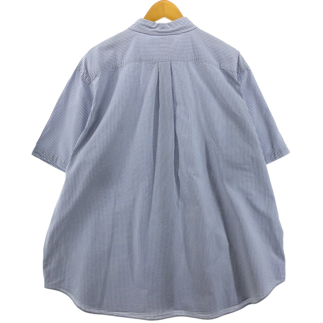 Ralph Lauren CLASSIC FIT Classic Fit Seersucker Short Sleeve Button Down Striped Shirt Men's XXL cotton Blue type light blue Vintage Second Hand