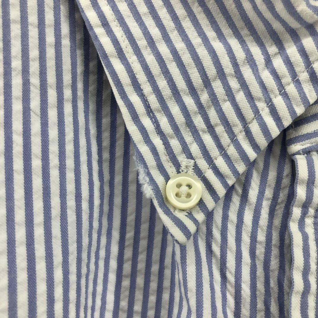 Ralph Lauren CLASSIC FIT Classic Fit Seersucker Short Sleeve Button Down Striped Shirt Men's XXL cotton Blue type light blue Vintage Second Hand