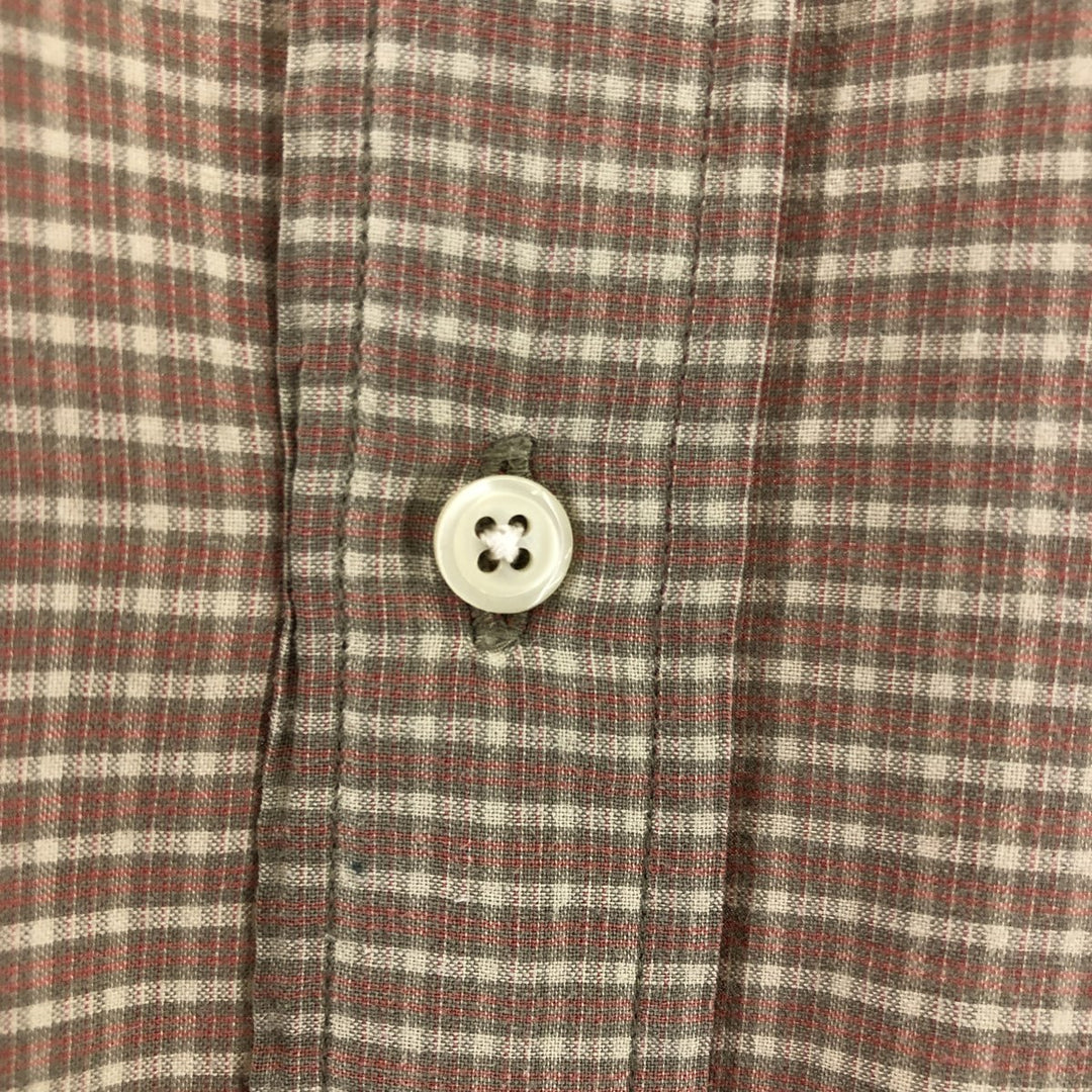 Ralph Lauren LOWELL SPORT short sleeve check shirt, men's size L cotton beige type brown Vintage Second Hand