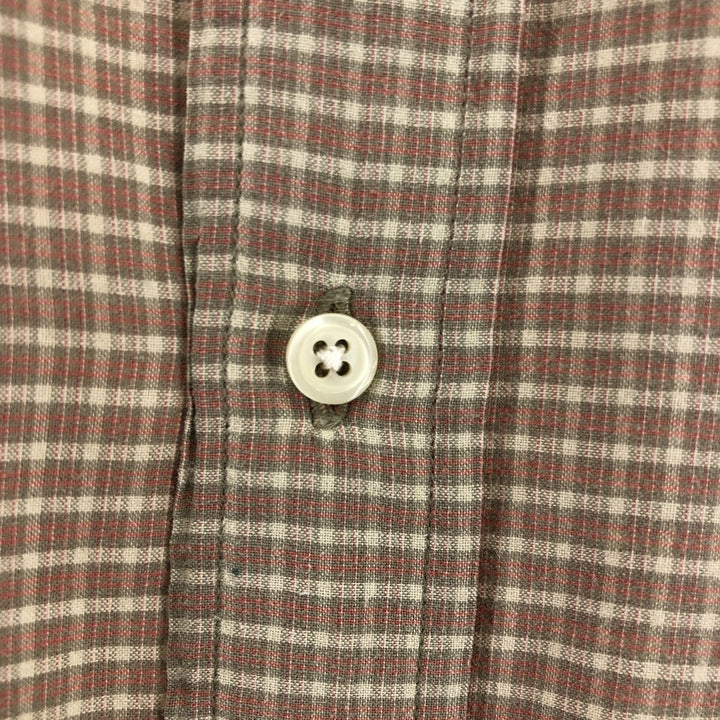 Ralph Lauren LOWELL SPORT short sleeve check shirt, men's size L cotton beige type brown Vintage Second Hand
