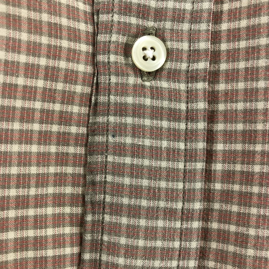 Ralph Lauren LOWELL SPORT short sleeve check shirt, men's size L cotton beige type brown Vintage Second Hand