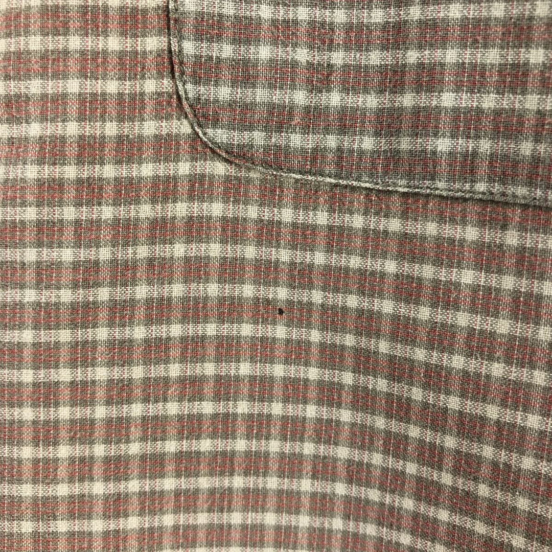 Ralph Lauren LOWELL SPORT short sleeve check shirt, men's size L cotton beige type brown Vintage Second Hand