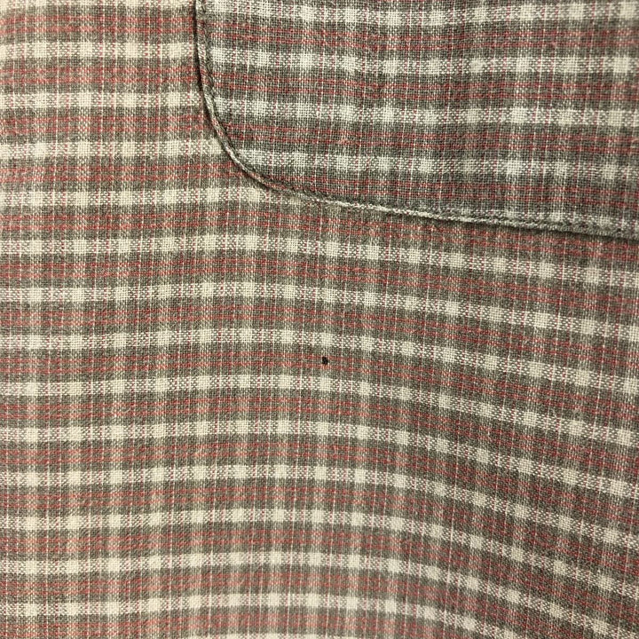 Ralph Lauren LOWELL SPORT short sleeve check shirt, men's size L cotton beige type brown Vintage Second Hand
