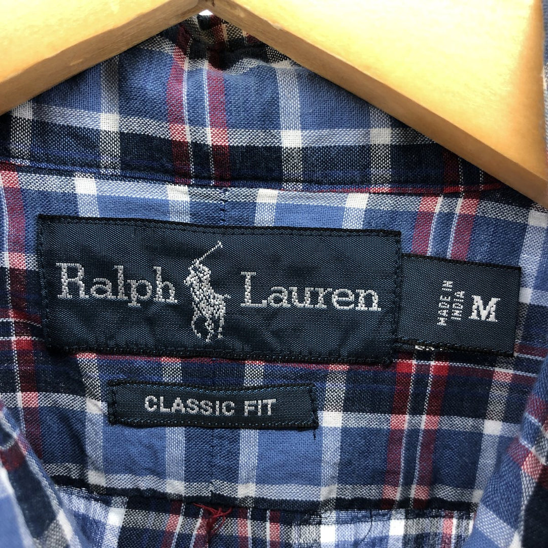 Ralph Lauren Classic Fit Short Sleeve Button Down Check Shirt Men's M cotton multicolor Vintage Second Hand