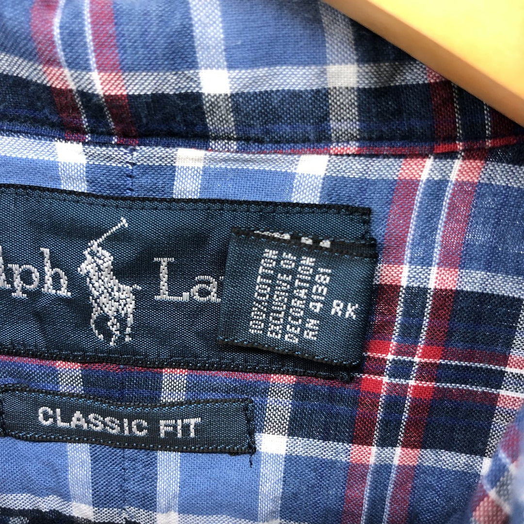 Ralph Lauren Classic Fit Short Sleeve Button Down Check Shirt Men's M cotton multicolor Vintage Second Hand